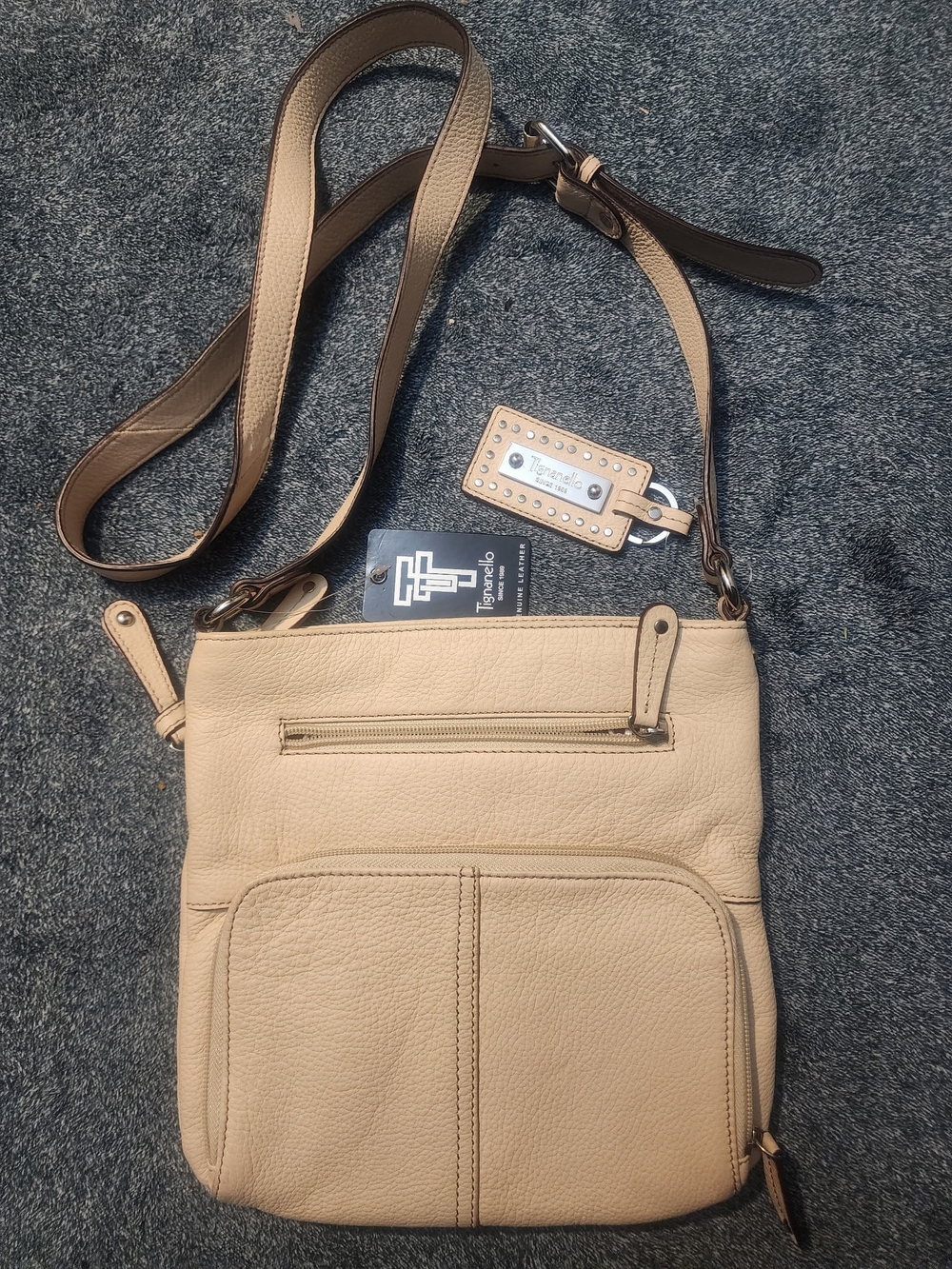 Tignanello Beige Leather Crossbody Bag